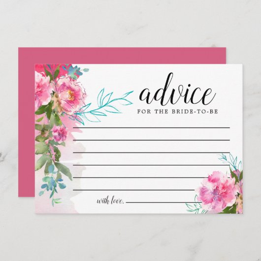 ピンク素朴牡丹フローラ アドバイスカード (正面/裏面)