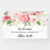 ピンク素朴牡丹ブライダルシャワーウェルカムバナー 横断幕 (横)