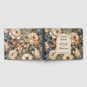 ピンク素朴牡丹ヴィンテージウェディング ゲストブック (全面)