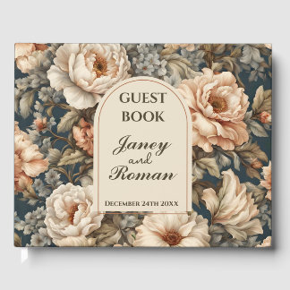ピンク素朴牡丹ヴィンテージウェディング ゲストブック