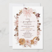 ピンク素朴秋リトルカボチャ赤ちゃんシャワー 招待状 (正面)