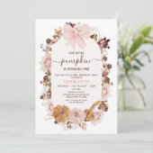 ピンク素朴秋リトルカボチャ1st誕生日 招待状 (スタンド正面)