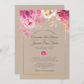 ピンク素朴結婚式招待状 招待状 (正面/裏面)