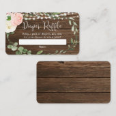 ピンク素朴色の緑の赤ちゃんシャワーおむつラッフル エンクロージャーカード (正面/裏面)