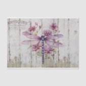 ピンク素朴色の花に紫色のトンボ 薄葉紙 (正面)
