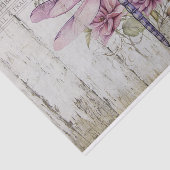 ピンク素朴色の花に紫色のトンボ 薄葉紙 (詳細)