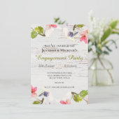 ピンク素朴花模様オンホワイト婚約招待状 (スタンド正面)