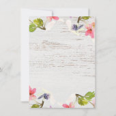 ピンク素朴花模様オンホワイト婚約招待状 (裏面)