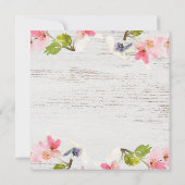 ピンク素朴花模様オンホワイト婚約招待状 (裏面)