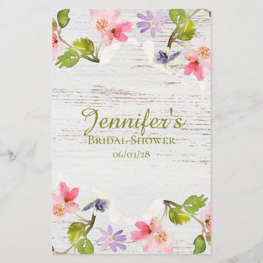 ピンク素朴花模様ブライダルシャワーアドバイス (裏面)