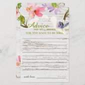 ピンク素朴花模様ブライダルシャワーアドバイス (正面/裏面)