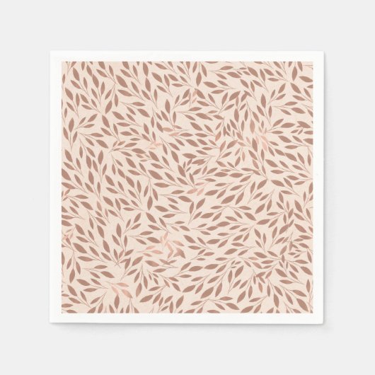 ピンク素朴葉ボタニカルグラムブライダルシャワー スタンダードカクテルナプキン (正面)