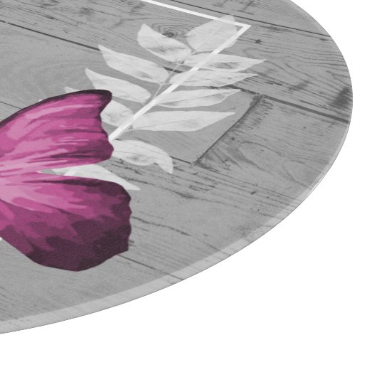 ピンク素朴蝶パーソナライズされた裁断板 カッティングボード (角)