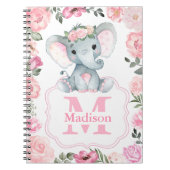 ピンク素朴象ベビーブランケットとバラ ノートブック (正面)