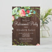 ピンク素朴赤面ガーデンバラ退職パーティー 招待状 (スタンド正面)