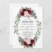 ピンク素朴赤面フローラ開花リハーサルディナー 招待状 (正面/裏面)