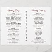 ピンク素朴赤面花フレーム結婚式 プログラム (裏面)