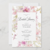 ピンク素朴&セージ水カラーフローラブライダルシャワー 招待状 (正面)
