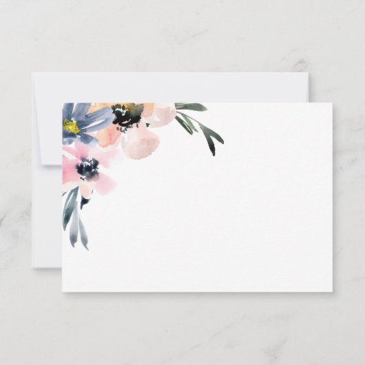 ピンク素朴&ブルーウォーターフローラブーケ 出欠カード (裏面)