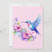 ピンク紫かわいいハミングバードガールベビーシャワー 招待状 (裏面)