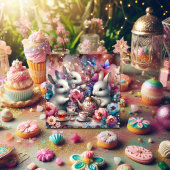 ピンク紫かわいいバニーイースターティーパーティー シーズンカード