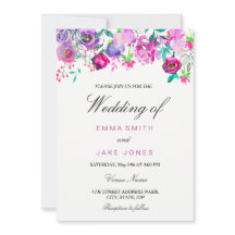 ピンク紫とミントの水色の花結婚のカード