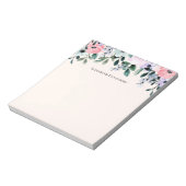 ピンク紫と緑のフローラ水彩 ノートパッド (回転)