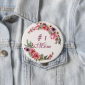 ピンク紫と黄色の水色フローラ#1母 缶バッジ (インサイチュ)