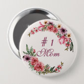 ピンク紫と黄色の水色フローラ#1母 缶バッジ (正面&裏面)