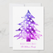 ピンク紫のクリスマスツリモダンー 招待状 (正面)