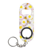 ピンク紫のデイジー花柄 キーホルダー栓抜き (正面)