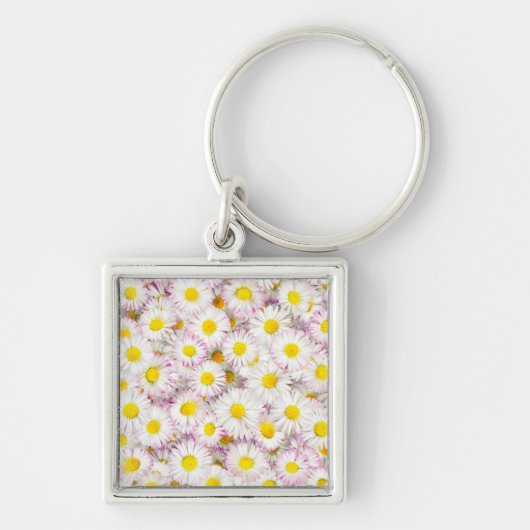ピンク紫のデイジー花柄 キーホルダー (正面)