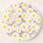 ピンク紫のデイジー花柄 コースター (正面)