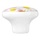 ピンク紫のデイジー花柄 セラミックノブ (側面)