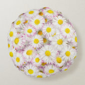 ピンク紫のデイジー花柄 ラウンドクッション (裏面)
