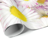 ピンク紫のデイジー花柄 ラッピングペーパー (ロールコーナー)