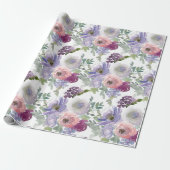 ピンク紫のバラ白の背景 ラッピングペーパー (アンロールド)
