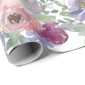 ピンク紫のバラ白の背景 ラッピングペーパー (ロールコーナー)