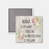 ピンク紫のフローラナナ付き木材/祖母 マグネット (正面/裏面)