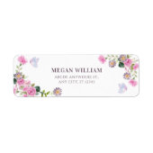 ピンク紫のフローラ水色の蝶 ラベル (正面)