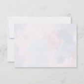 ピンク紫のフローラ水色の蝶 出欠カード (裏面)