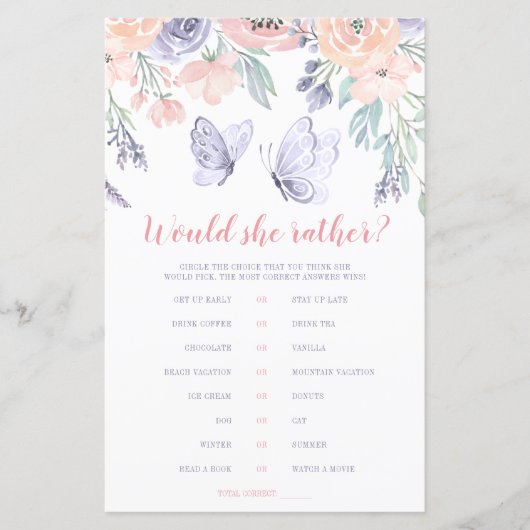 ピンク紫のフローラ蝶は彼女はむしろゲームをする (正面)