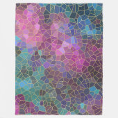 ピンク紫のモザイクパターンティール（緑がかった色）ブルーグリーン金ゴールド フリースブランケット (正面)