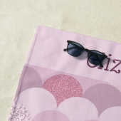 ピンク紫の円テクスチャ ビーチタオル (インサイチュ)