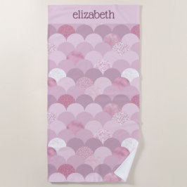 ピンク紫の円テクスチャ ビーチタオル