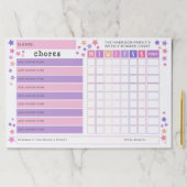 ピンク紫の女の子チョア報酬チャート ペーパーパッド (インサイチュ)