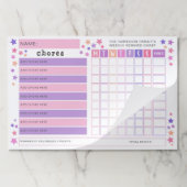 ピンク紫の女の子チョア報酬チャート ペーパーパッド (折り畳み)