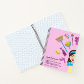 ピンク紫の女性清掃員カートゥーンブランド ノートブック (内部)