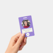 ピンク紫の格子縞の従業員写真ID 企業の バッジ (手持ち)