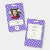 ピンク紫の格子縞の従業員写真ID 企業の バッジ (正面＆裏面)